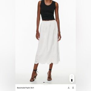 Aritzia Little Moon Beachside Poplin White Midi Skirt, XXS